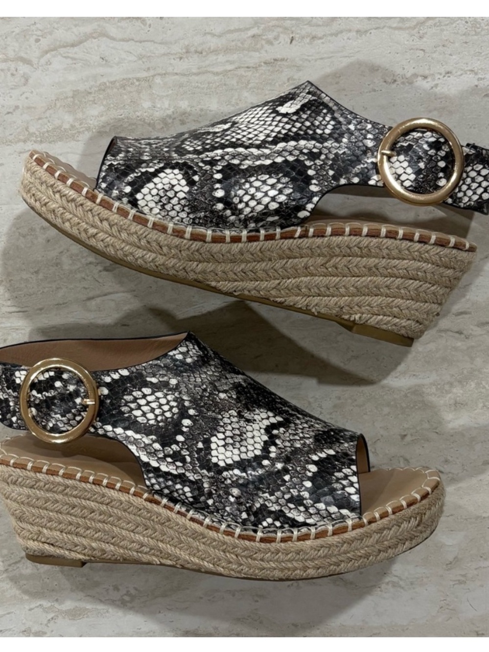 Catherine Malandrino Snake Print Espadrille Wedge Sandals Size 8